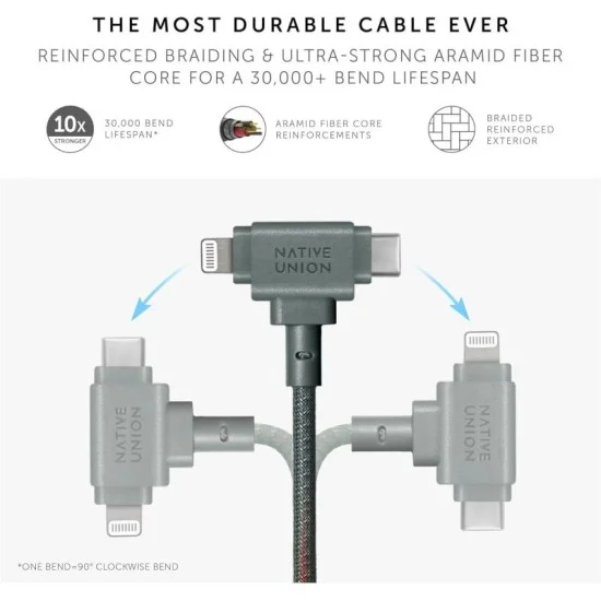 Native Union 2-In-1 Charging Cable 1.8M - Green